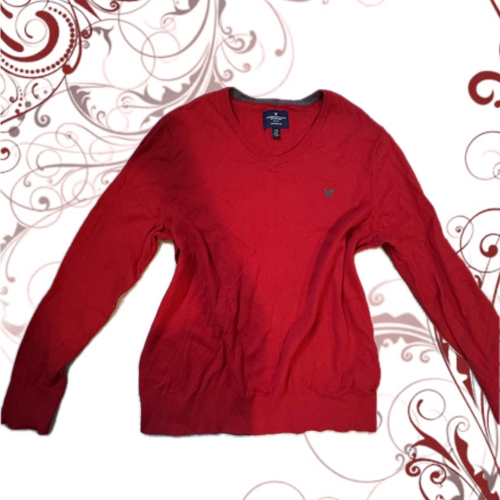 American Eagle Outfitters Red V-Neck Sweater